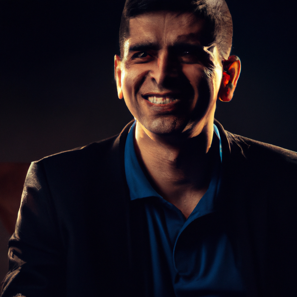 Портрет клиента — улыбающийся мужчина, тёплый свет